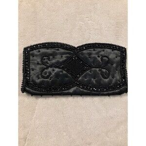 Mid Century 60's Bon Soir Clutch Purse Italian Black Pearl Beads Prom Wedding